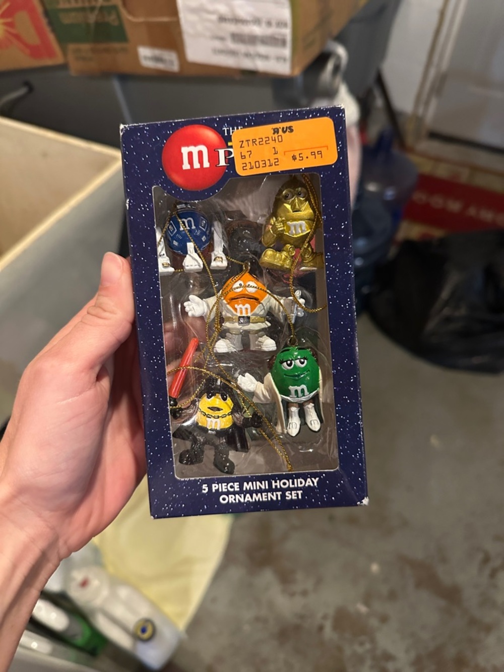 M&M'S 5-Piece Mini Character Ornament Set - Blue, Gold, Orange, Black, Green